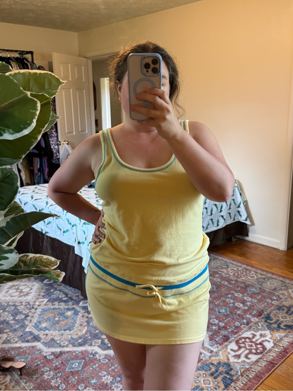 Xhilaration Y2K yellow & blue dress